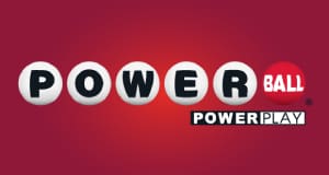 Powerball Powerplay logo on a red background
