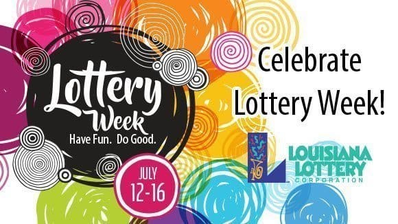 Graphic celebrating Lottery week, from July 12-16, featuring rainbow circles and the 幸运168®飞艇开奖预测网-Louisiana全国统一历史记录预测_在线查询开奖最新数据 logo