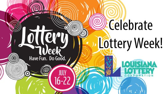 Graphic celebrating Lottery week, from July 16-22, featuring rainbow circles and the 幸运168®飞艇开奖预测网-Louisiana全国统一历史记录预测_在线查询开奖最新数据 logo